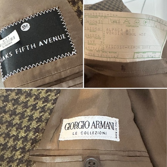 VTG. GIORGIO ARMANI LE COLLZIONI ALPACA WOOL HOUNDSTOOTH JACKET SIZE 42 - Picture 7 of 12